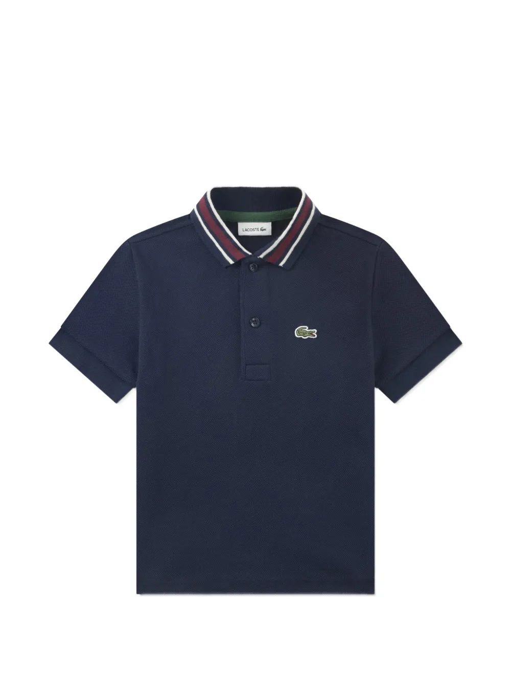 Lacoste Kids logo-patch striped-collar polo shirt - Blu