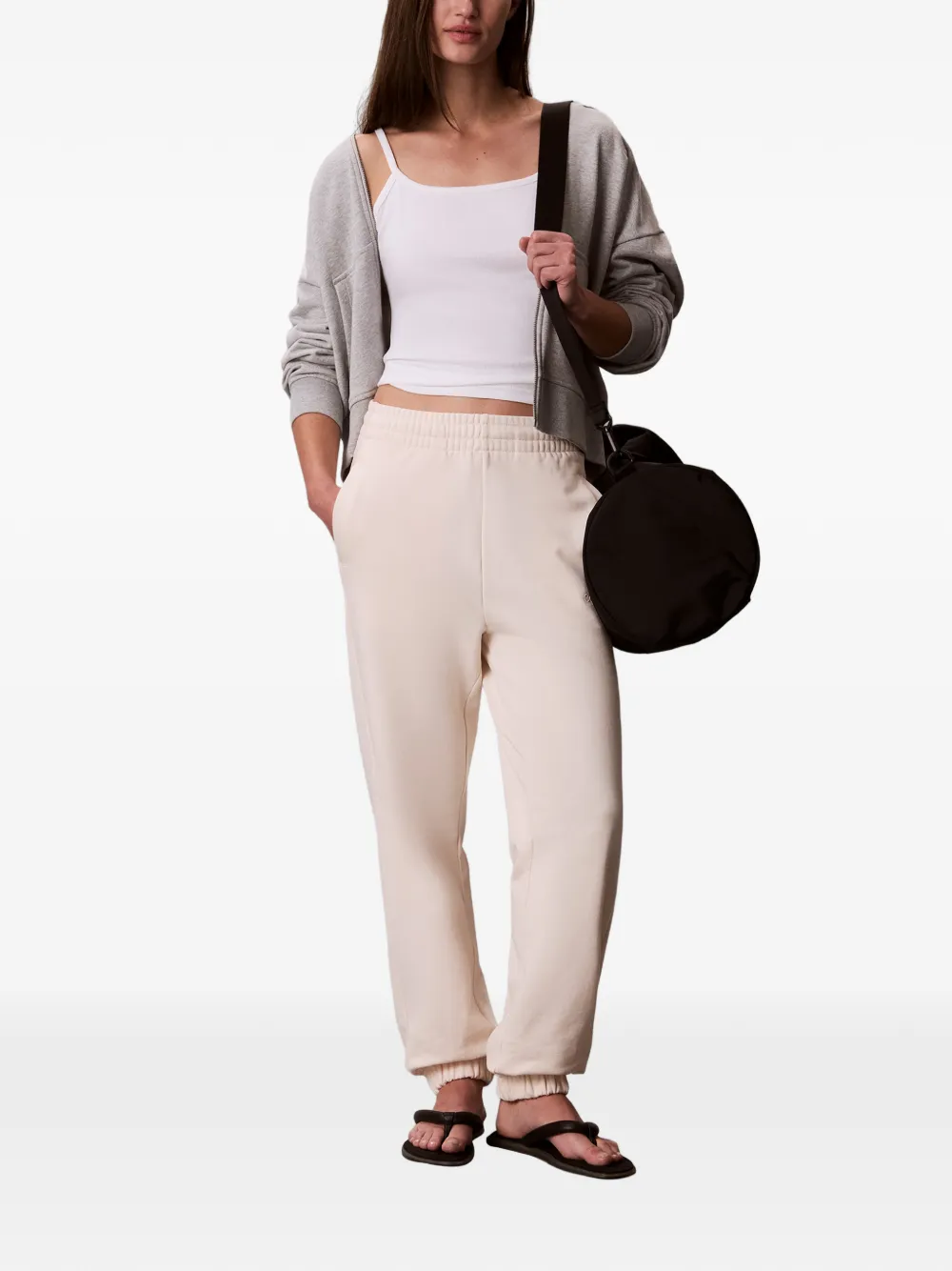 Calvin Klein Trainingsbroek met geborduurd logo Beige