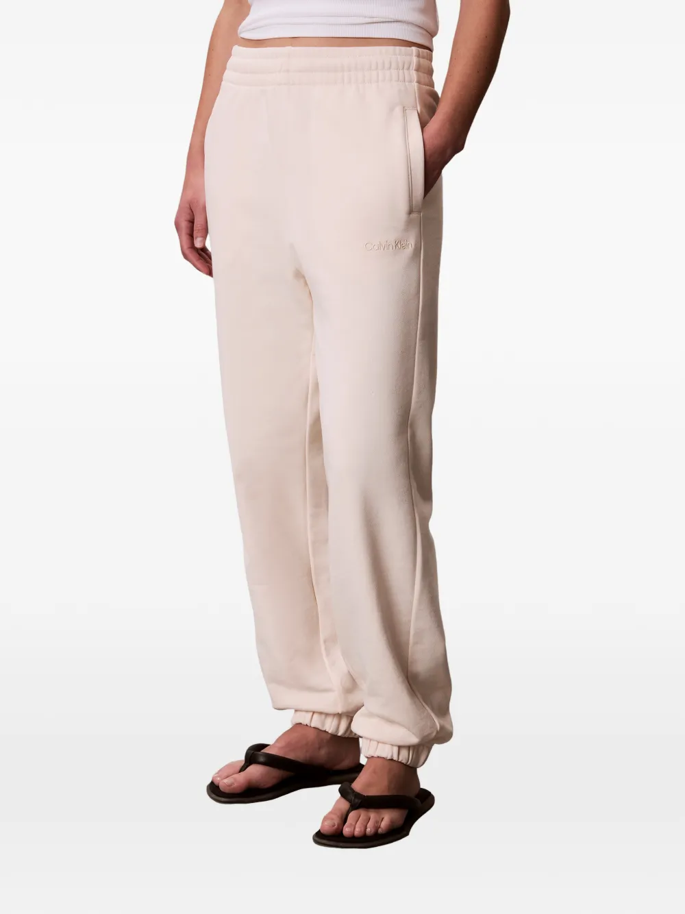 Calvin Klein Trainingsbroek met geborduurd logo Beige