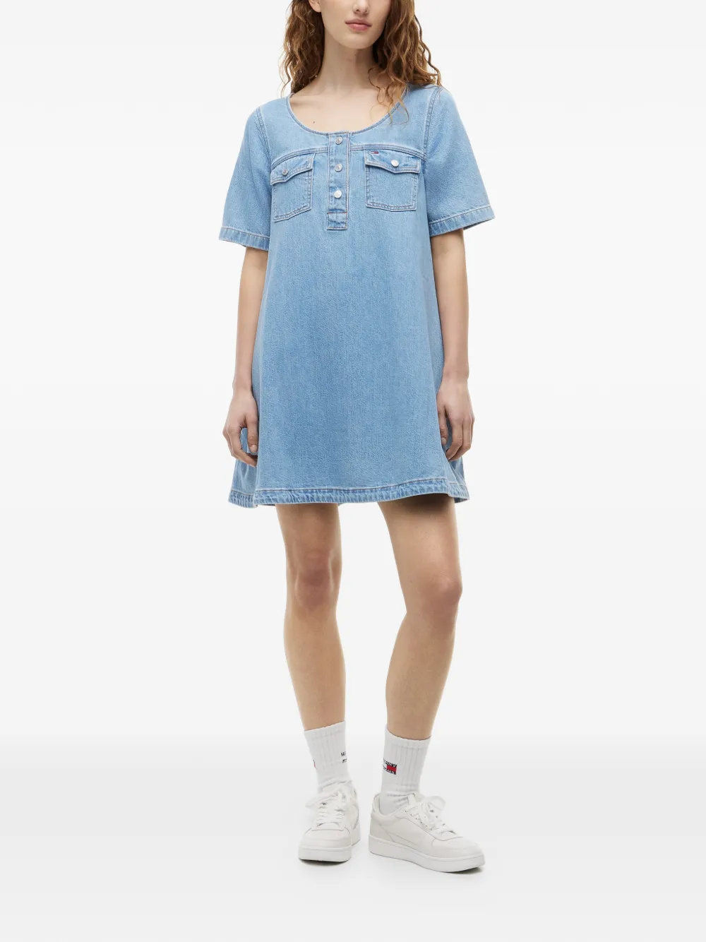 Tommy Hilfiger chest-pocket denim mini dress - Blu