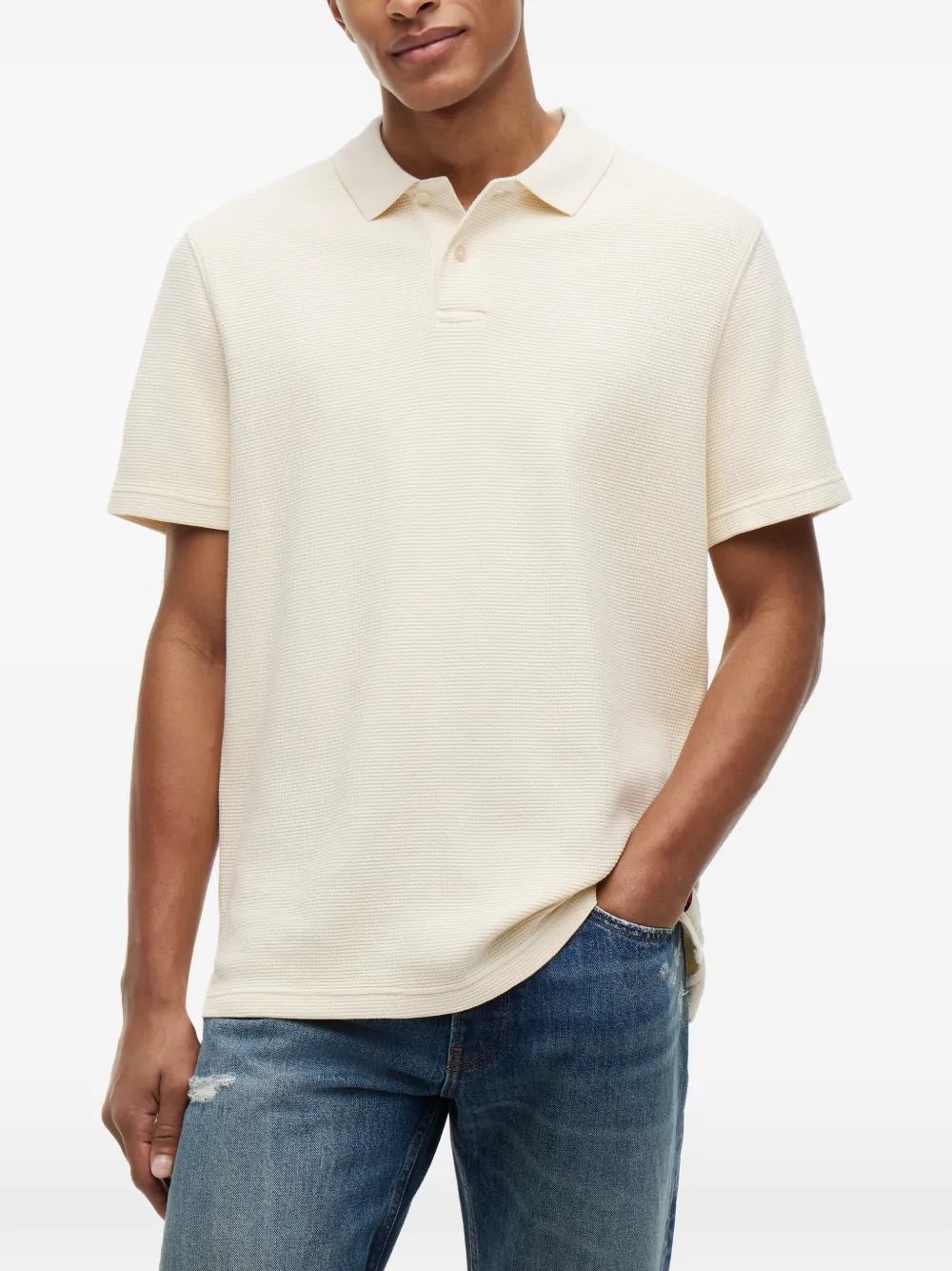 Tommy Hilfiger Poloshirt met wafelpatroon Beige
