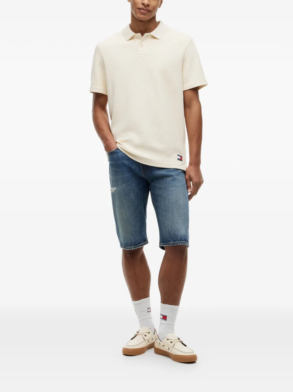 Tommy Hilfiger Poloshirt met wafelpatroon Beige