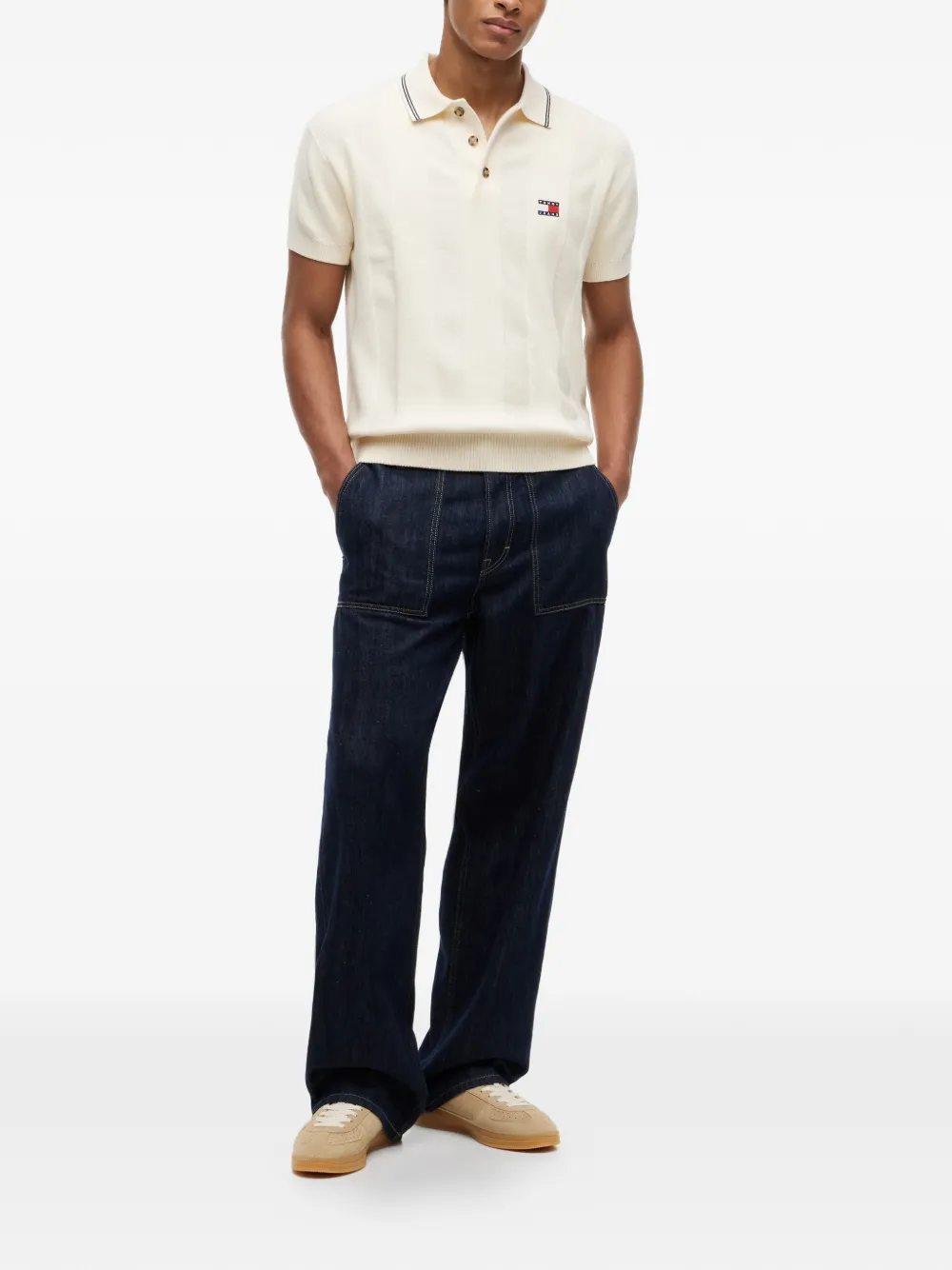 Tommy Hilfiger Poloshirt met logopatch Beige