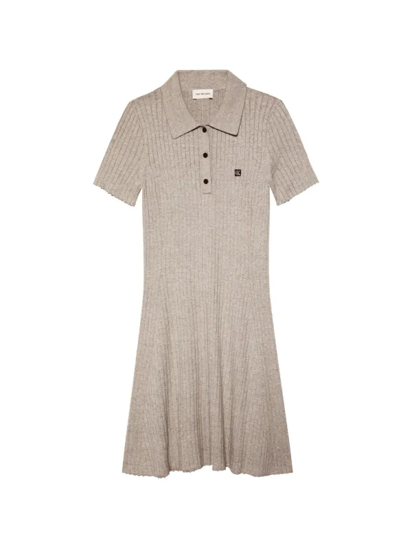 calvin klein knitted dress - Women's Ribbed Knit Flared Mini - Grey - Female - XS - Cotton Sweater dress