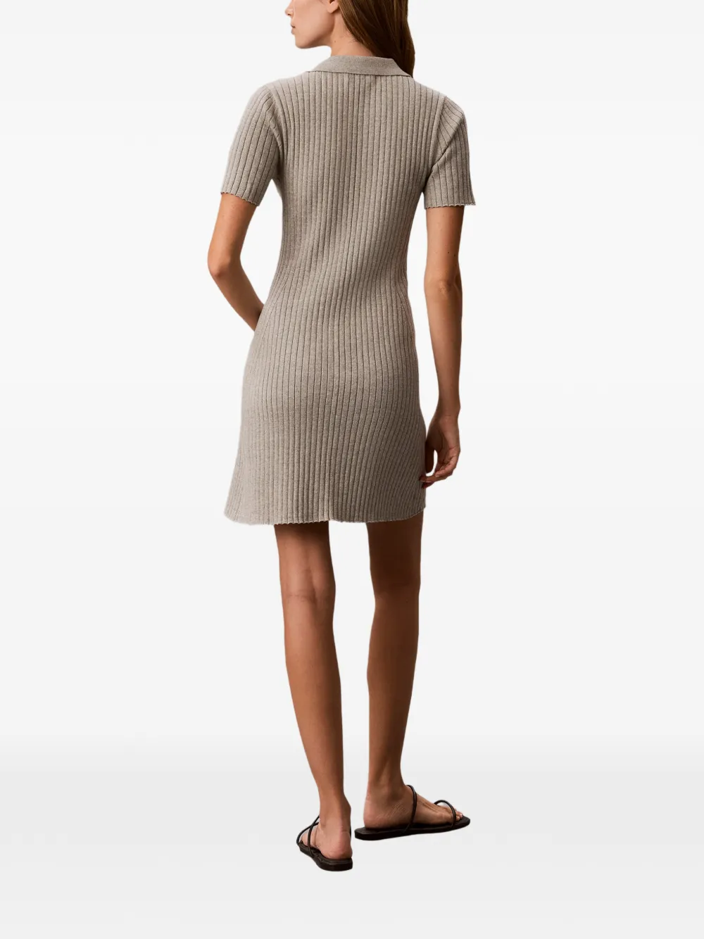 Calvin Klein Ribgebreide midi-polojurk Grijs