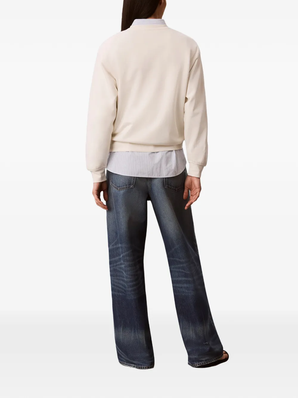 Calvin Klein Sweater met geborduurd logo Beige