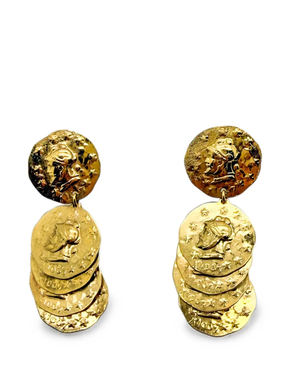 Jennifer Gibson Jewellery 1960s Roman coin dangle earrings - Oro