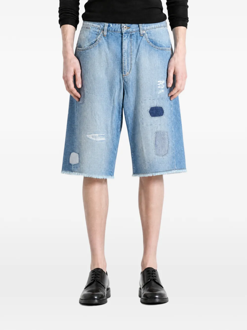 GALLERY DEPT. Gerafelde denim shorts Blauw
