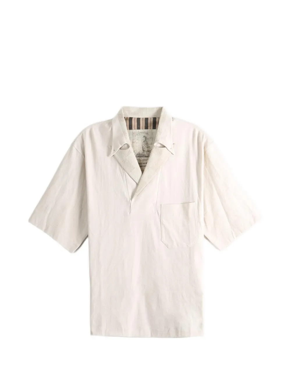 Ziggy Chen spread collar T-shirt - Nude