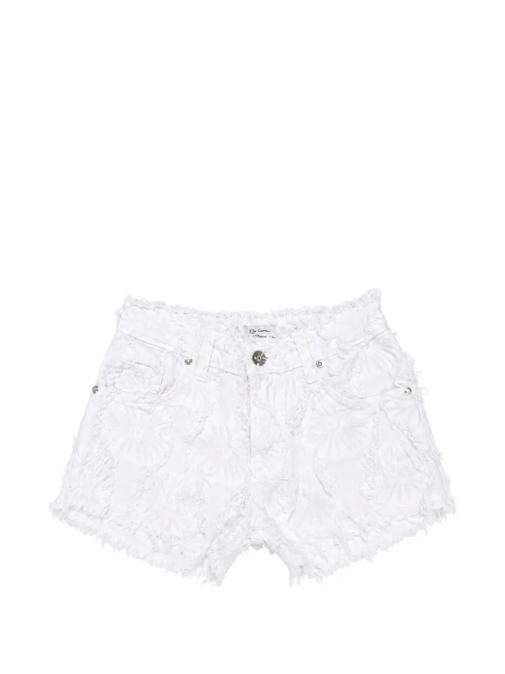 Miss Grant Kids frayed floral-patchwork shorts - White