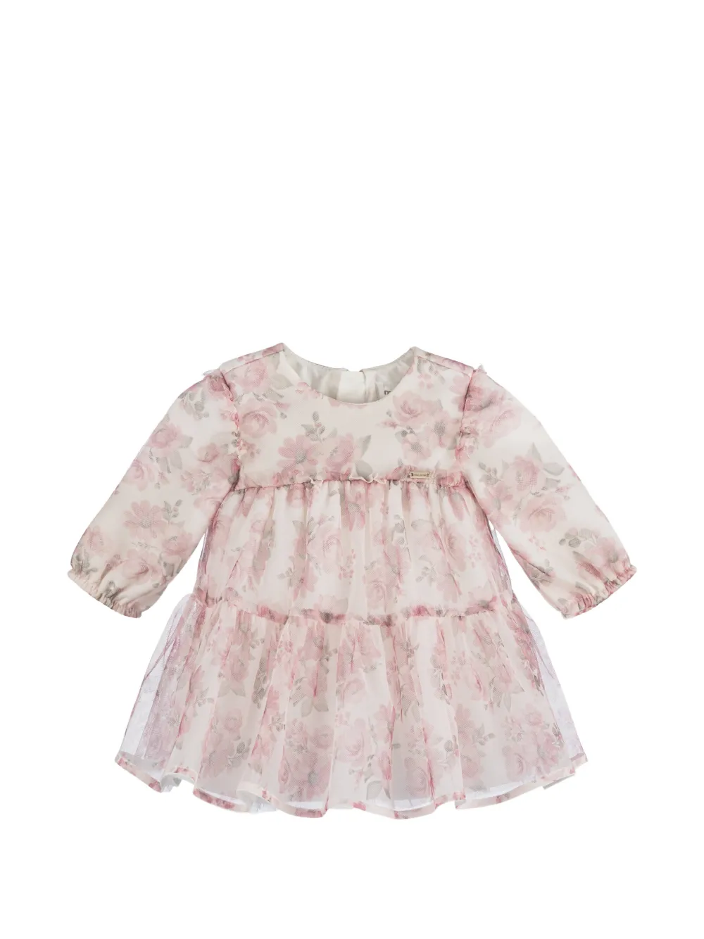 Mayoral floral-print tulle-overlay dress - Bianco