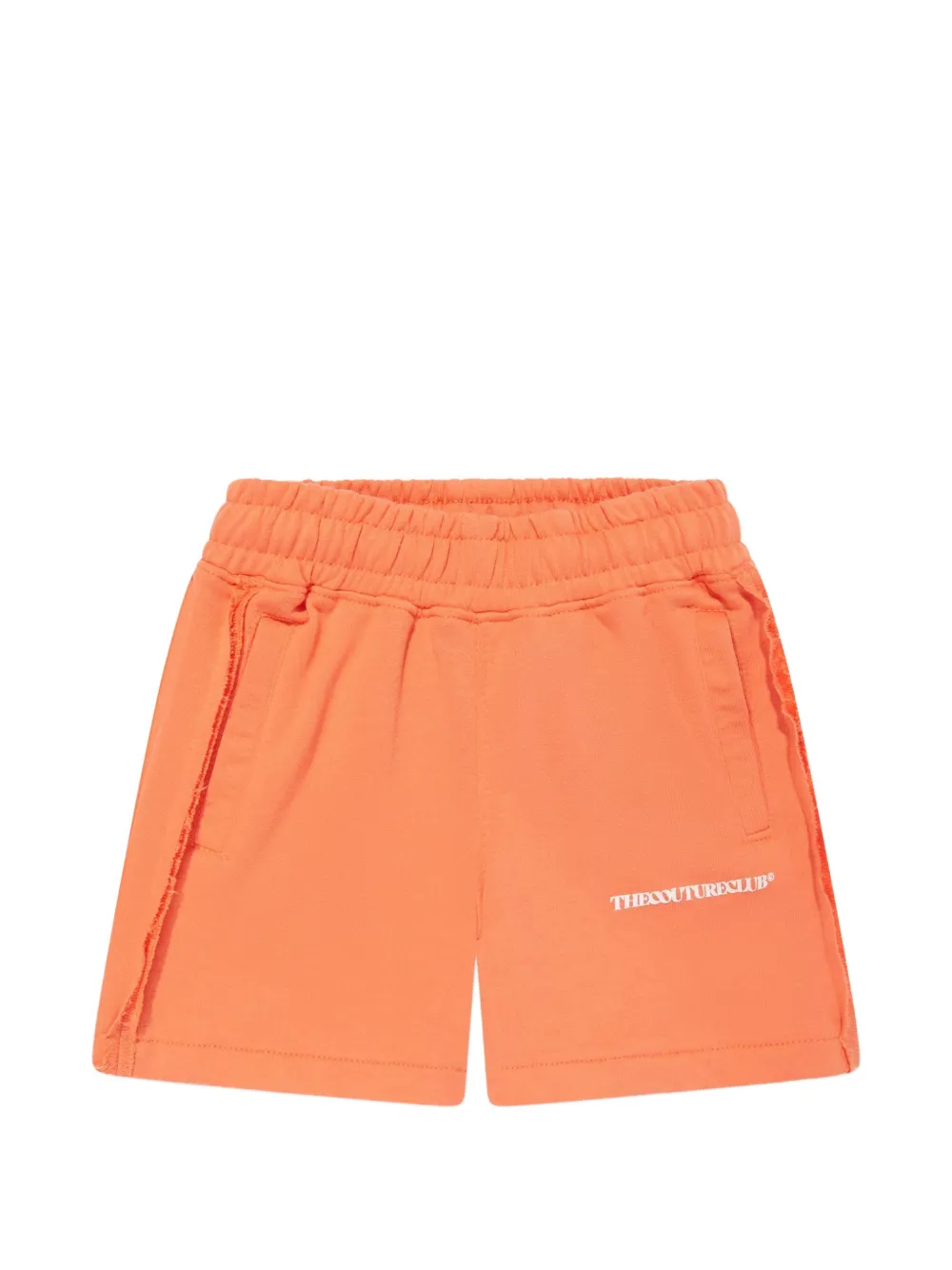 THE COUTURE CLUB KIDS logo-print raw-trim shorts - Arancione