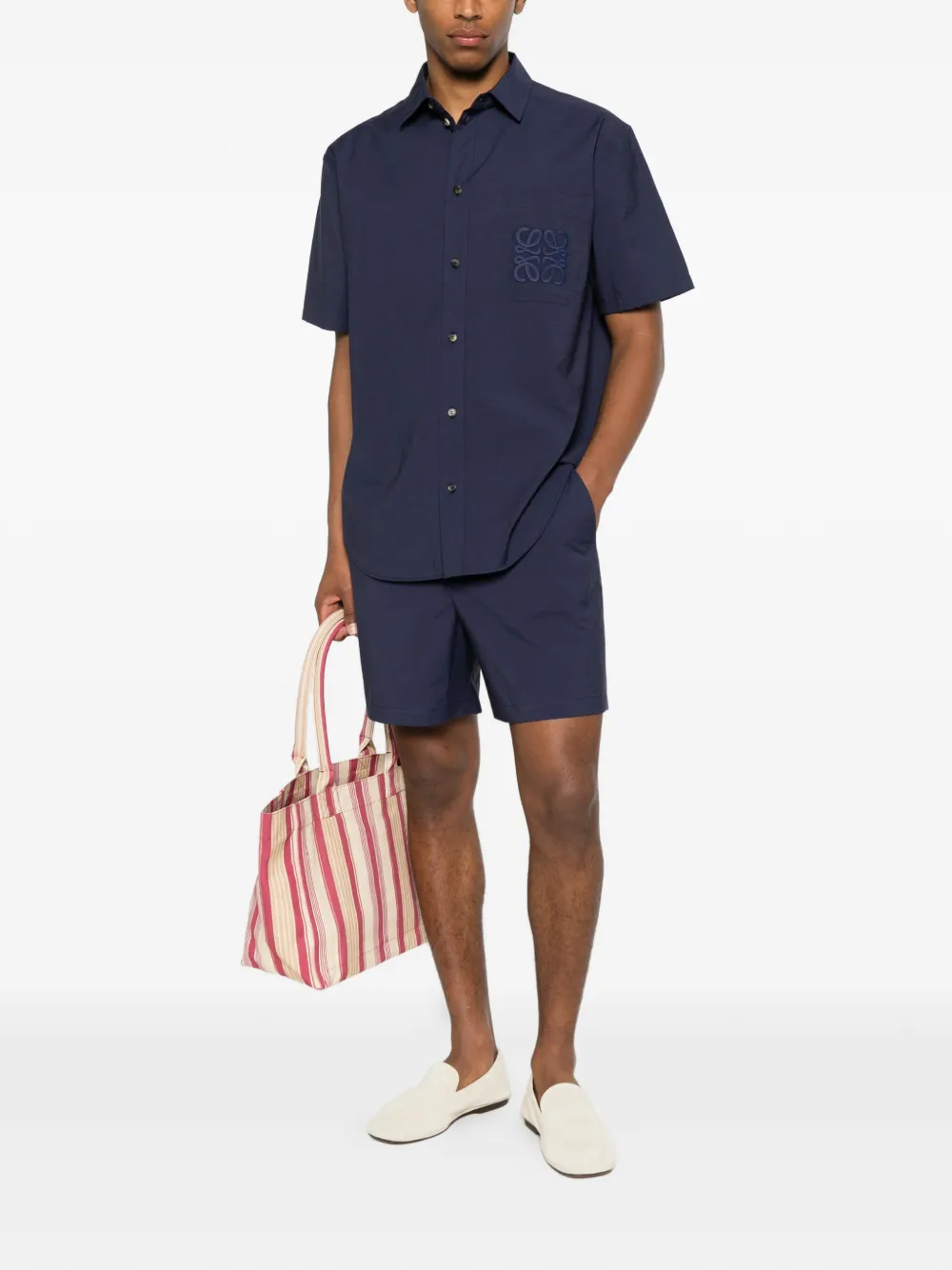 LOEWE Shorts met geborduurd Anagram en trekkoord Blauw
