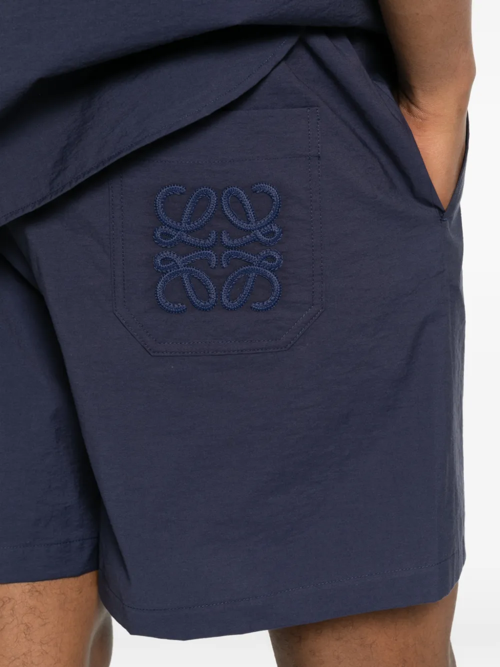 LOEWE Shorts met geborduurd Anagram en trekkoord Blauw