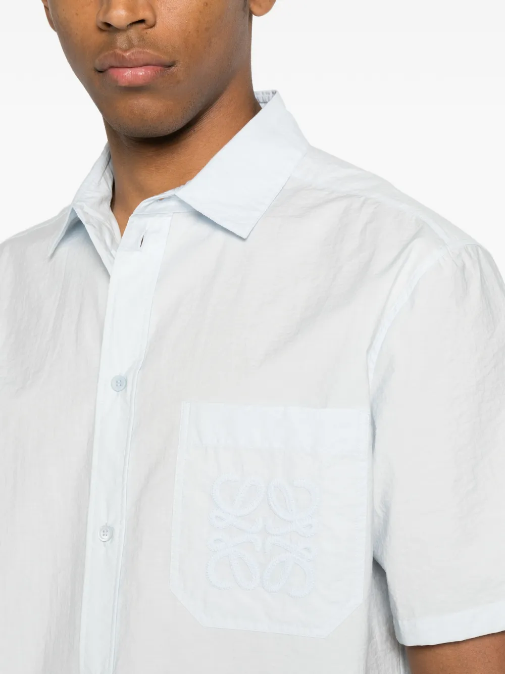 LOEWE Overhemd van katoenblend met korte mouwen Blauw