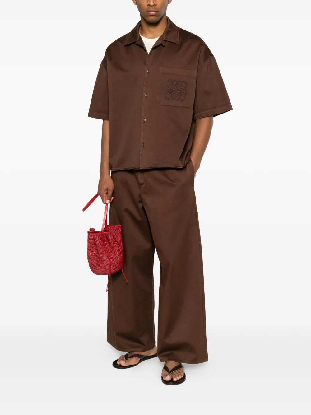 LOEWE Katoenen broek met trekkoord Bruin
