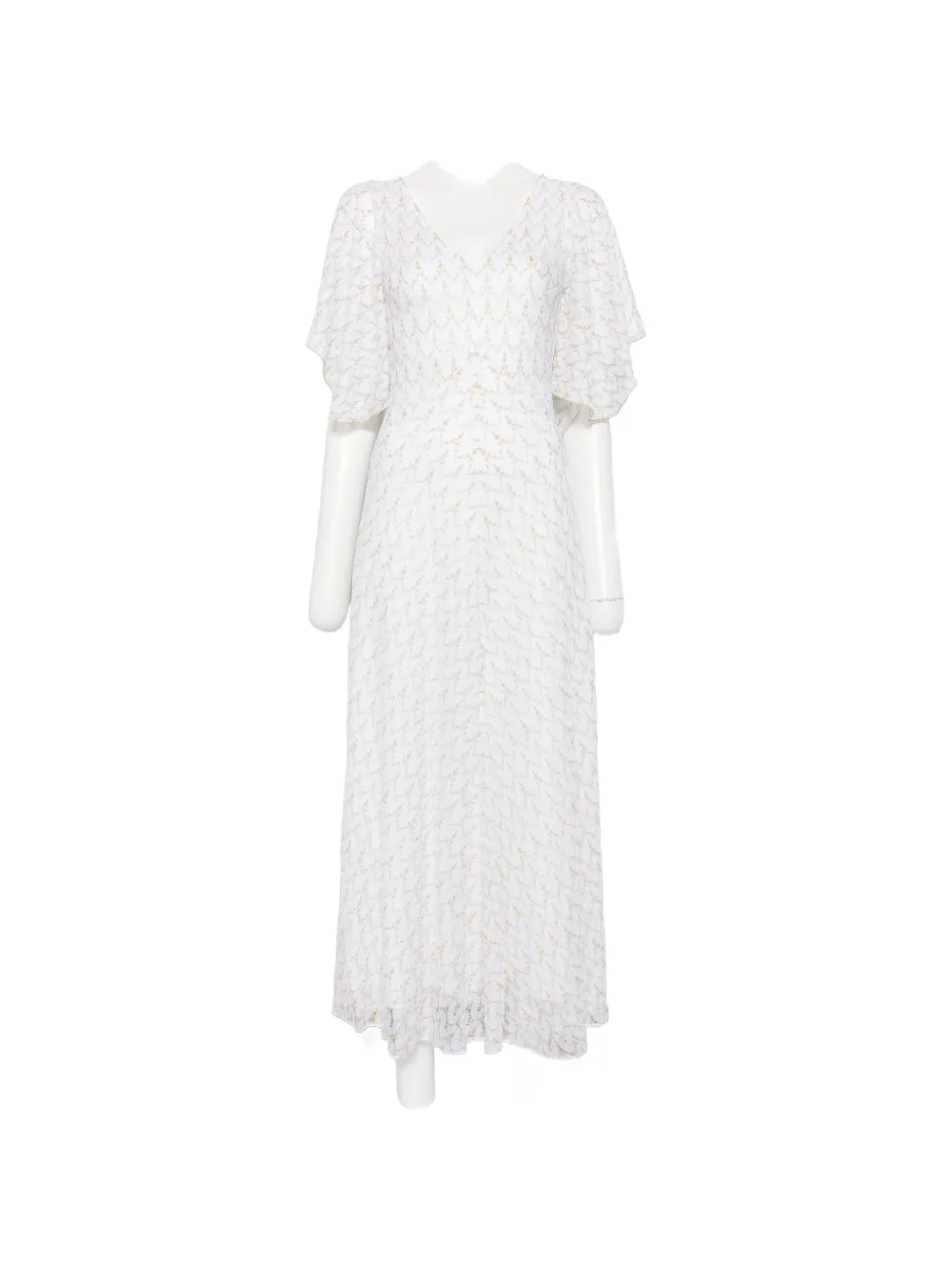Missoni flutter-sleeve midi dress - Weiß