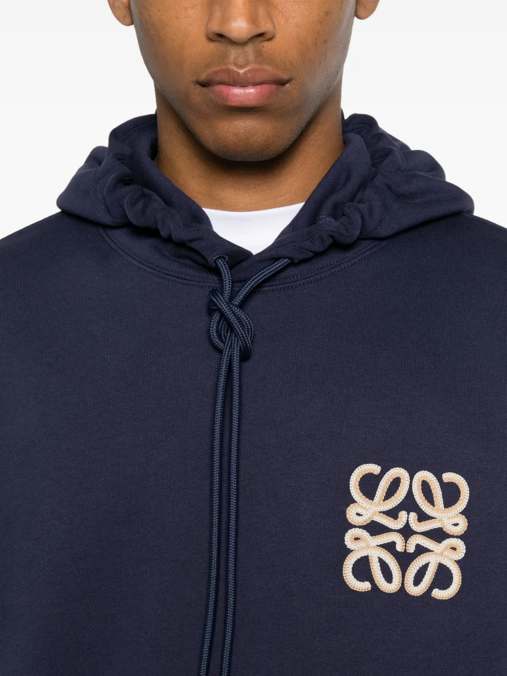 LOEWE Anagram-embroidered Hoodie | Blue | FARFETCH AE