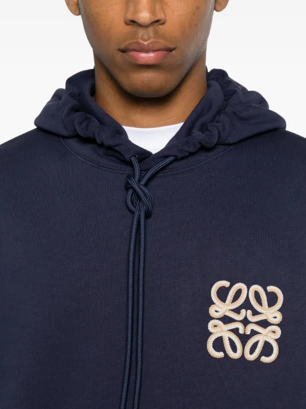 LOEWE Anagram-embroidered Hoodie | Blue | FARFETCH CA