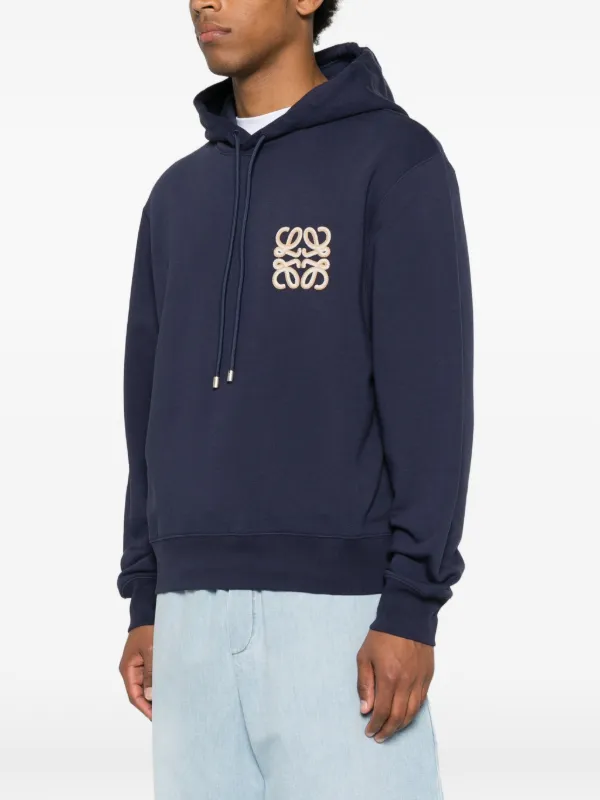 LOEWE Anagram-embroidered Hoodie | Blue | FARFETCH CA