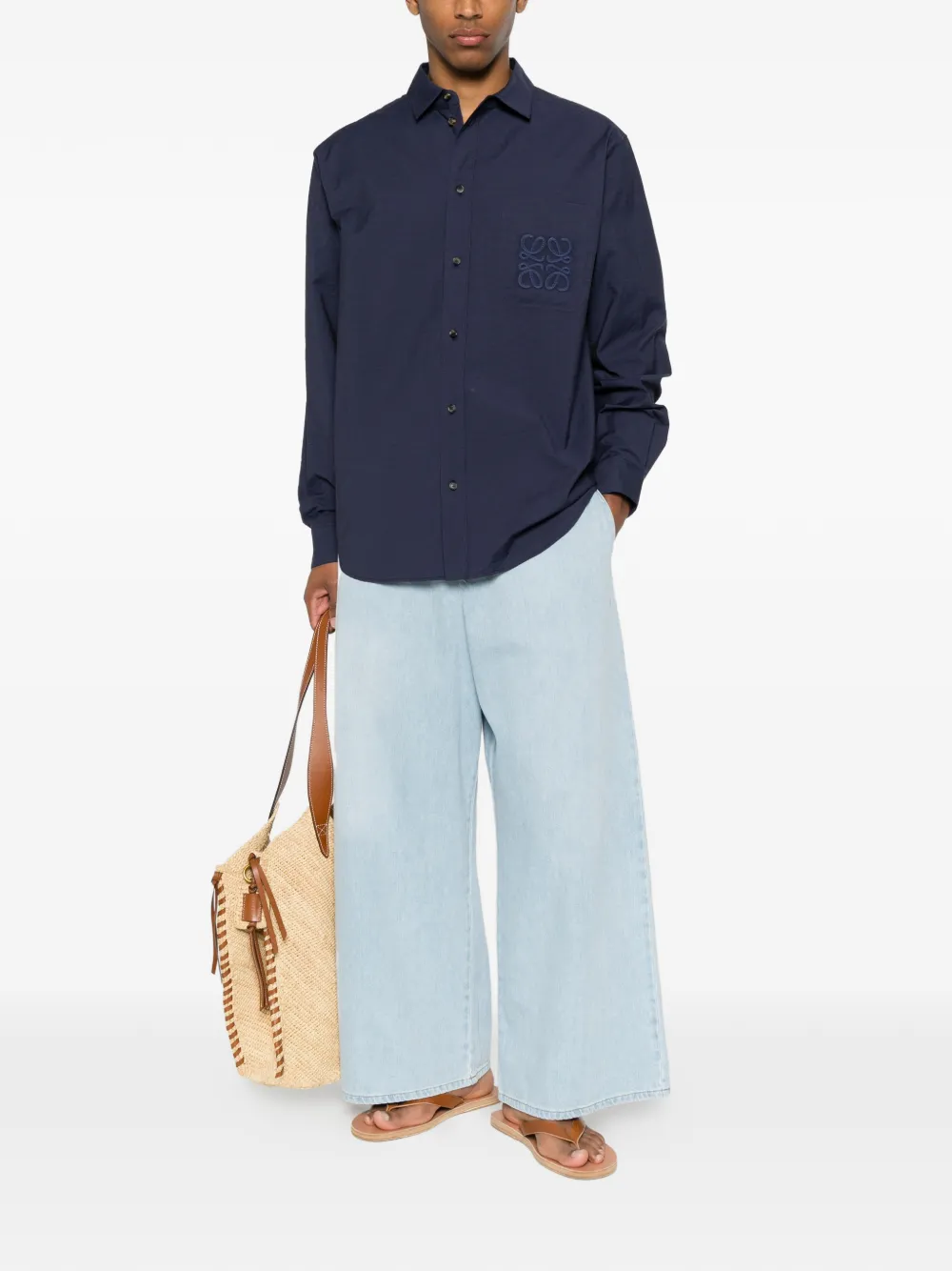 LOEWE Overhemd met ronde hals Blauw