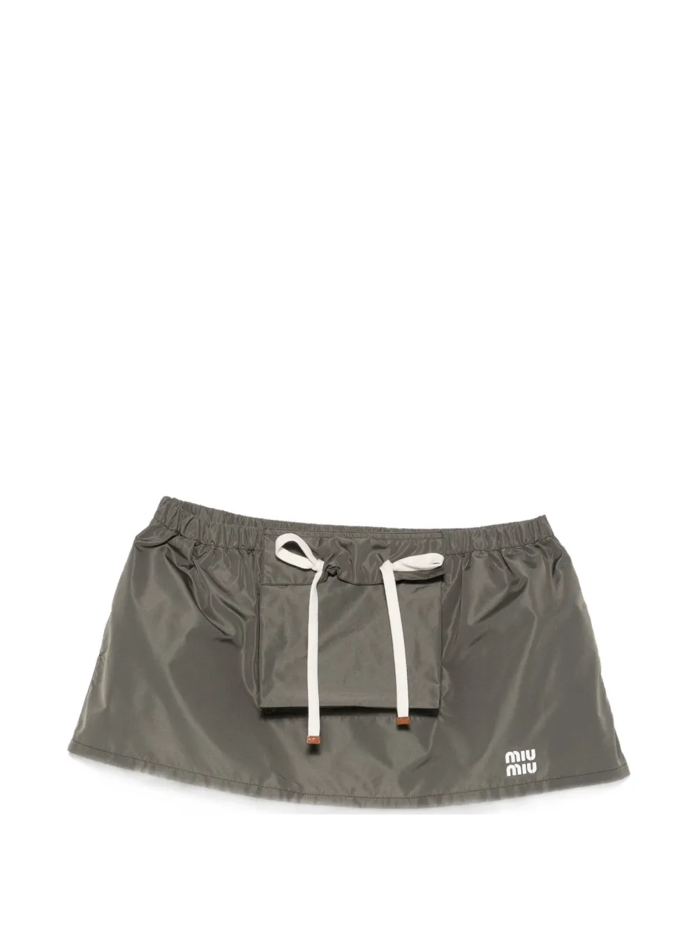 Miu Miu Tela Tec logo-print pocket mini skirt - Verde