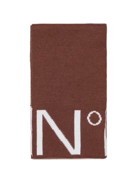 Nº21 Kids logo-intarsia knitted scarf