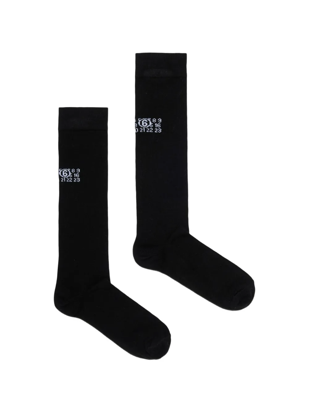 MM6 Maison Margiela Kids logo-print knee-high socks - Nero