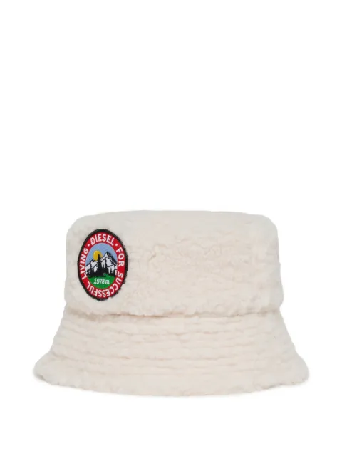 Diesel Kids teddy-effect logo-patch bucket hat