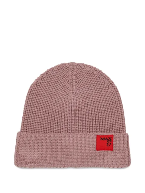MAX&Co. Kids logo-patch ribbed-knit beanie hat