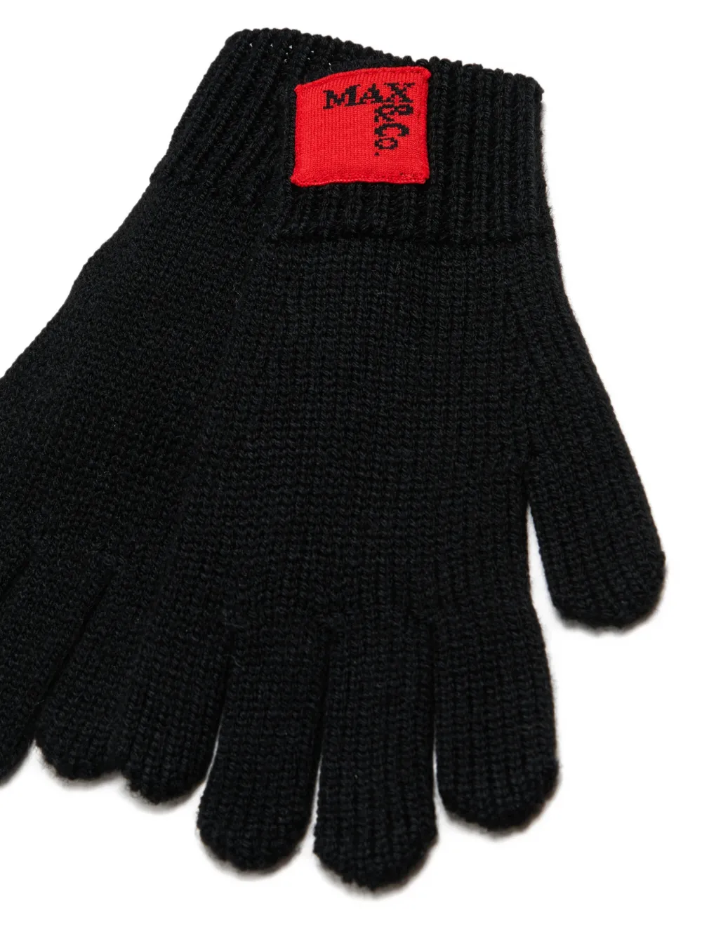 MAX&Co. Kids Handschoenen met logo-patch en geribbelde afwerking Zwart