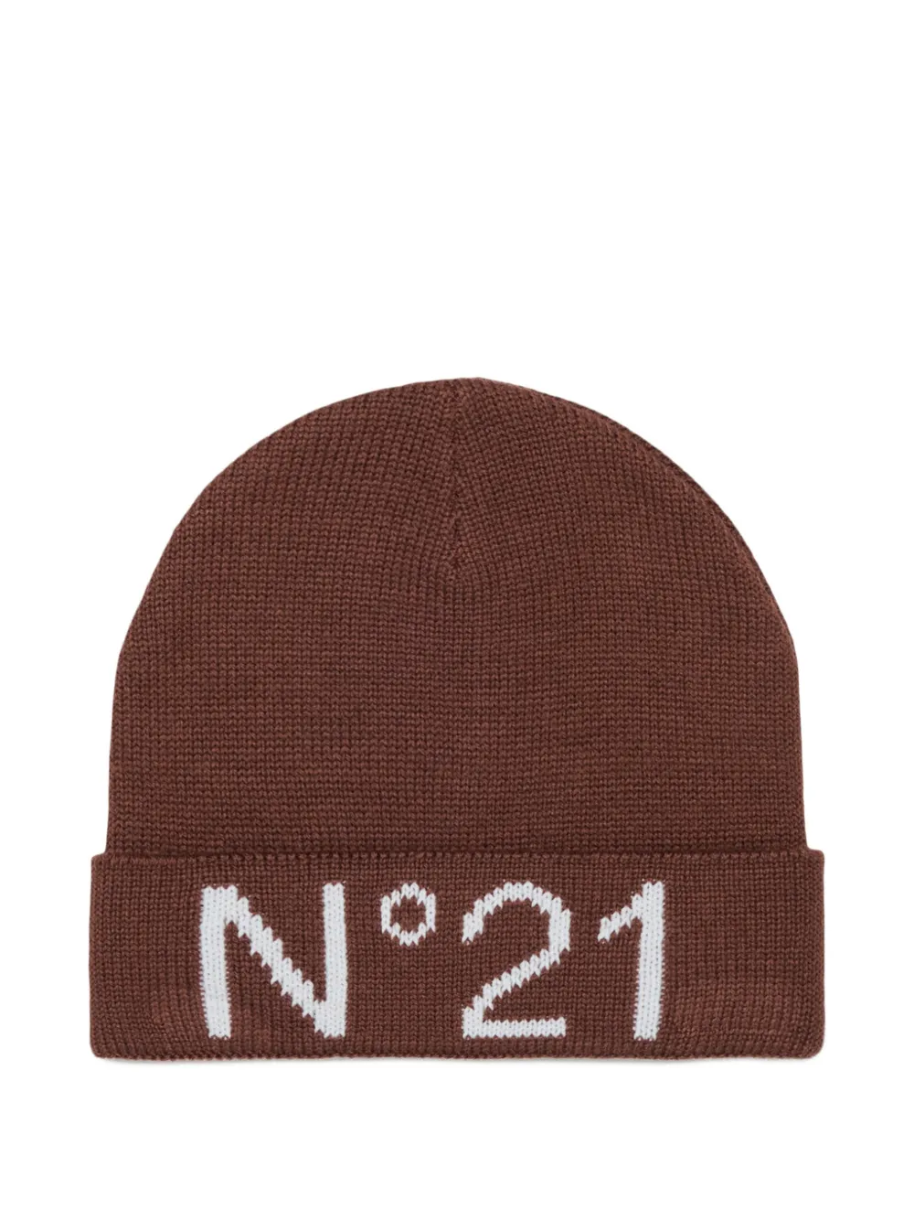 Nº21 Kids Berretto con logo a intarsio - Marrone