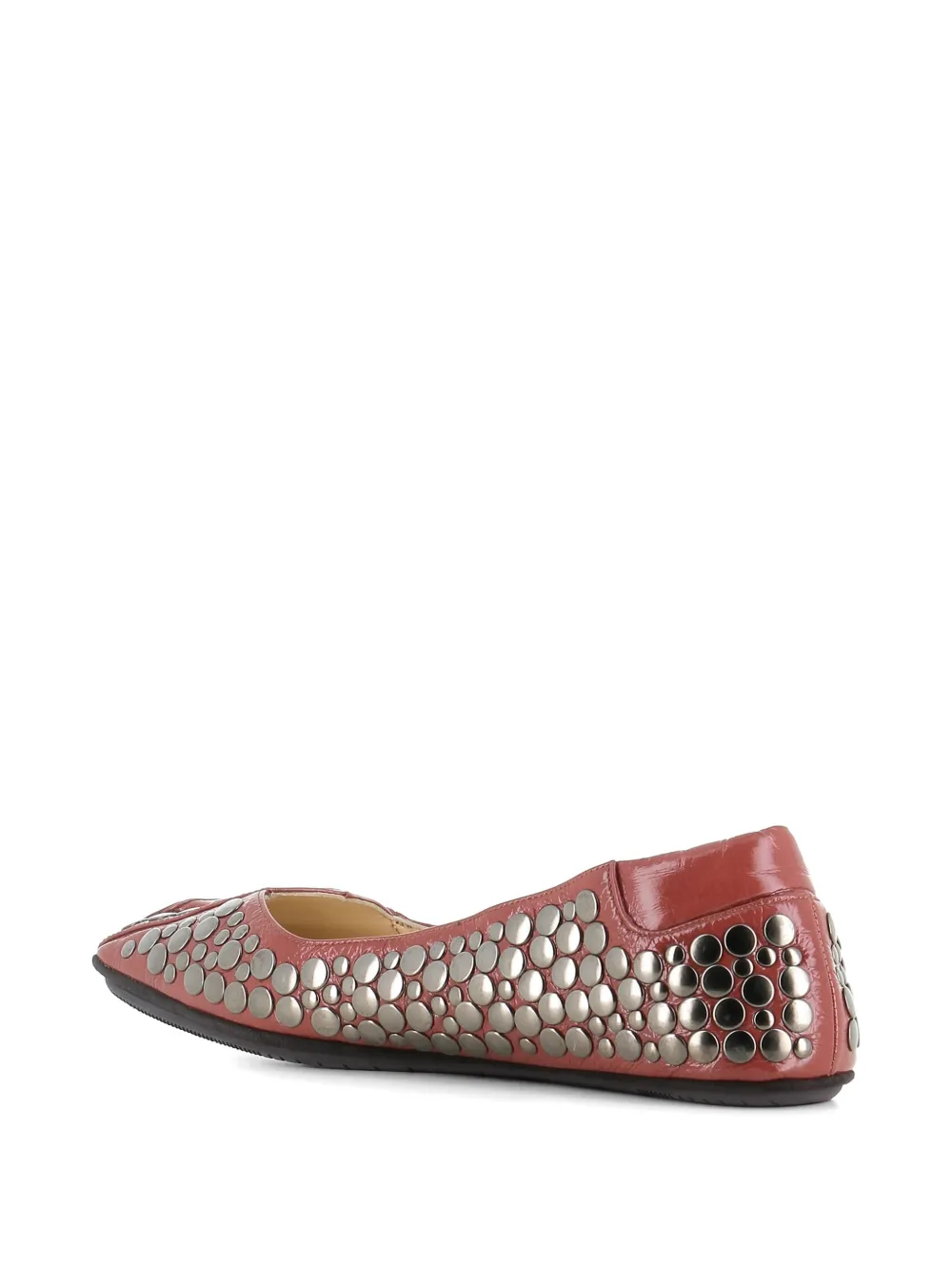 Dove Nuotano Gli Squali Leren ballerina's verfraaid met studs Roze
