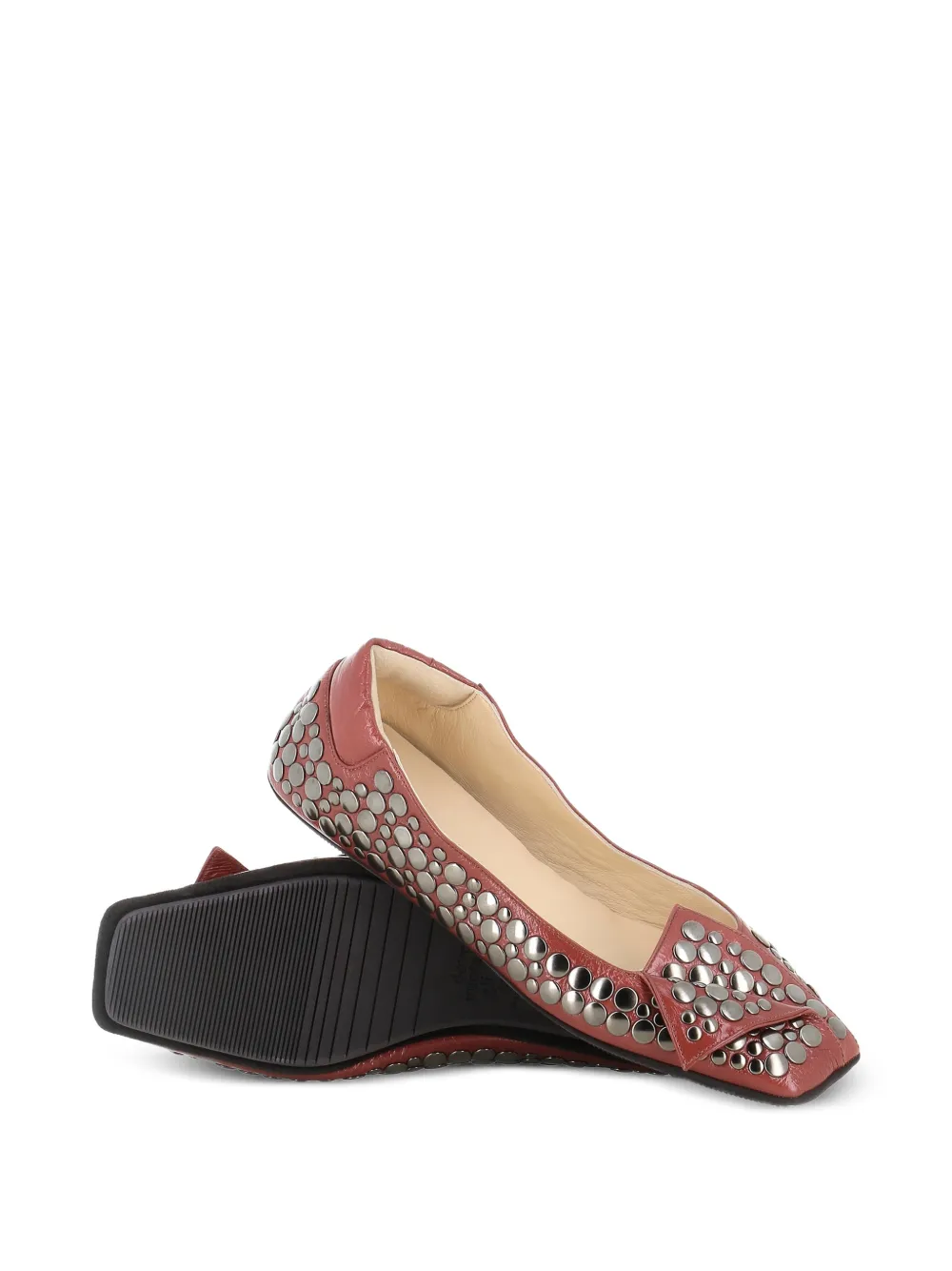 Dove Nuotano Gli Squali Leren ballerina's verfraaid met studs Roze