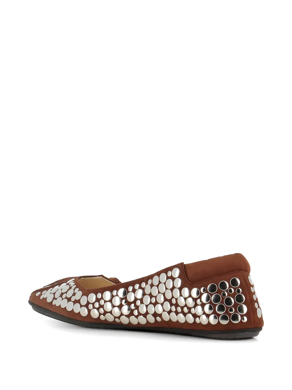 Dove Nuotano Gli Squali Suède ballerina's verfraaid met studs Bruin