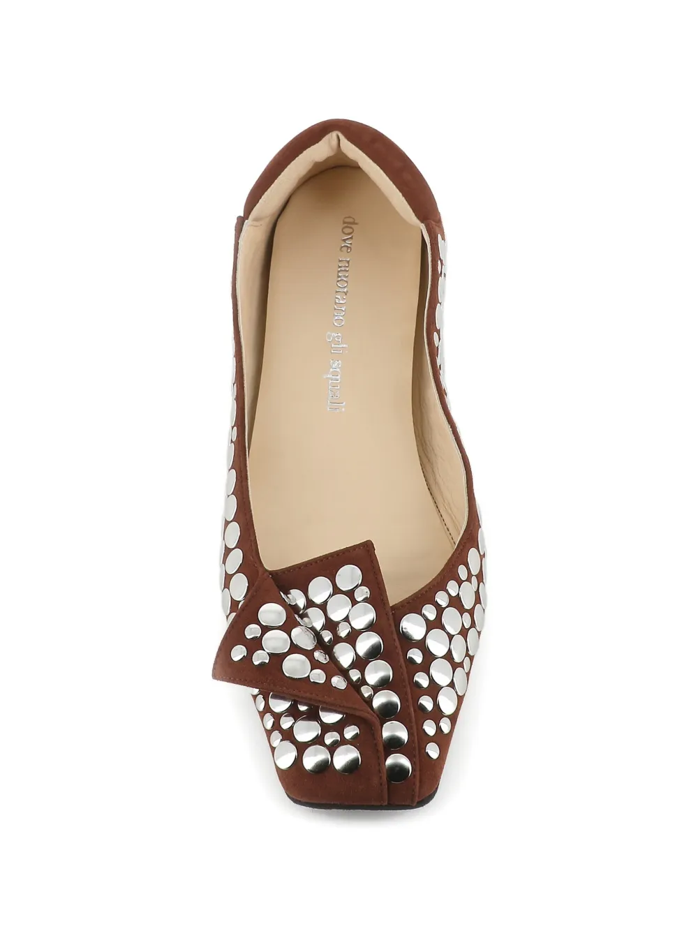 Dove Nuotano Gli Squali Suède ballerina's verfraaid met studs Bruin