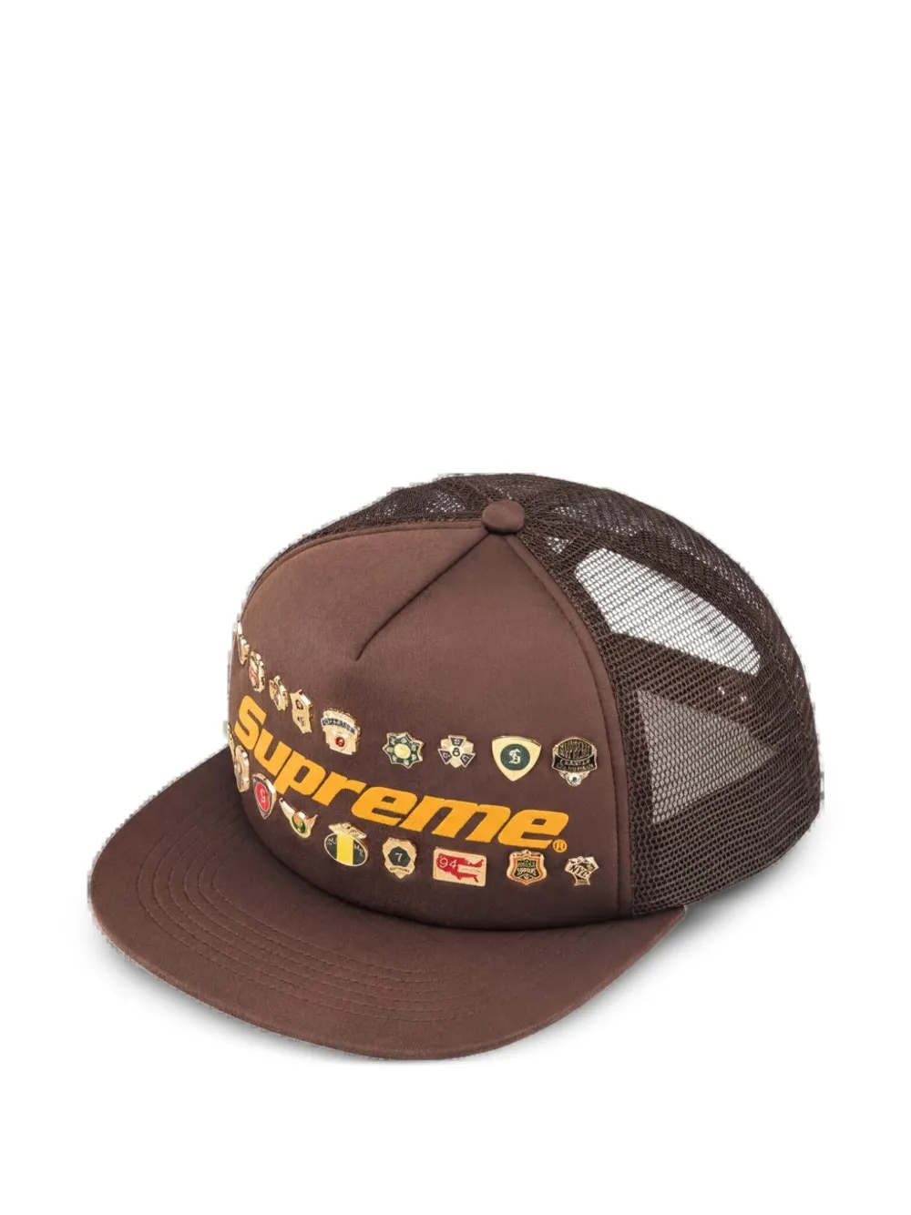 Supreme pin-embellished five-panel cap hat - Marrone
