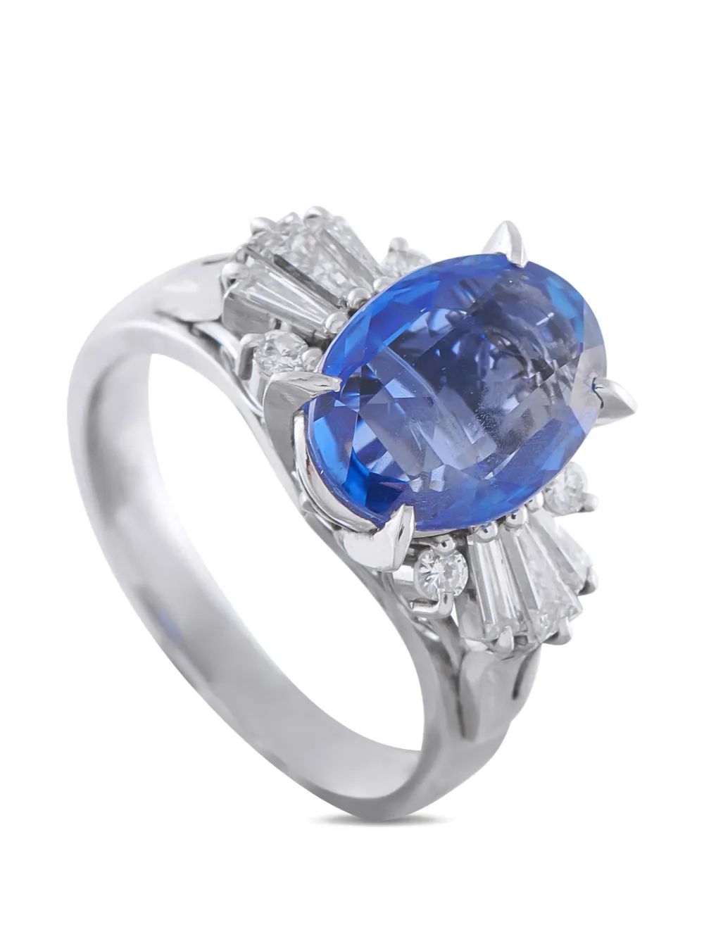 Pre-owned Lb Exclusive Sapphire And Diamond Ring In Silver