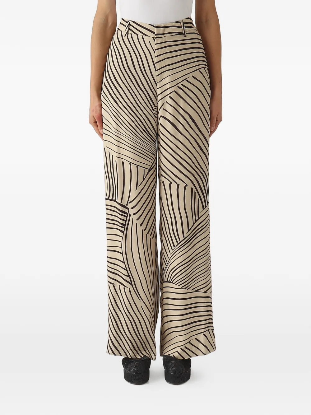 PT Torino abstract-print wide-leg trousers - Toni neutri