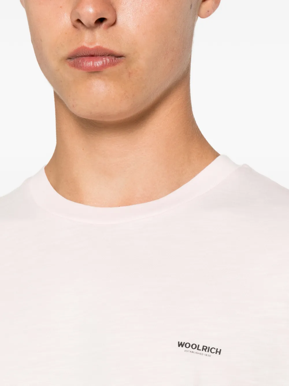 Woolrich T-shirt met slub textuur en logoprint Roze