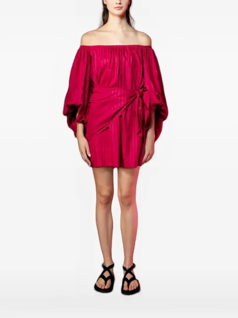 A LINE Evelina off-the-shoulder striped-jacquard top