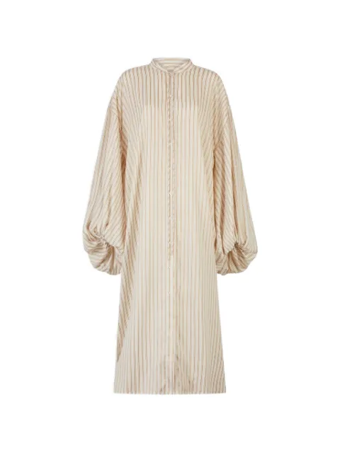 A LINE Kai striped balloon-sleeve shirt midi dress