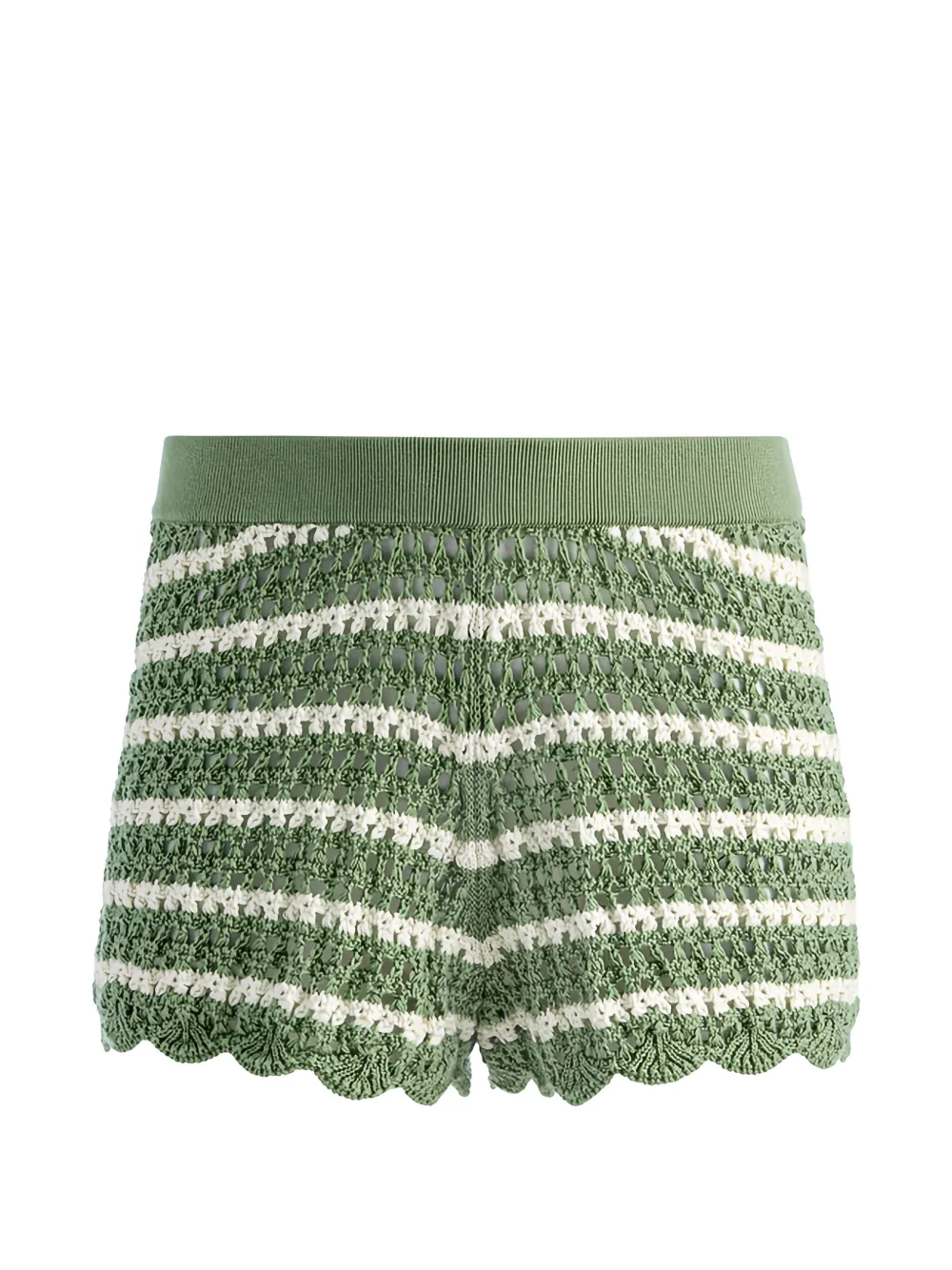 alice + olivia Bobbi crochet-knit striped shorts - Green