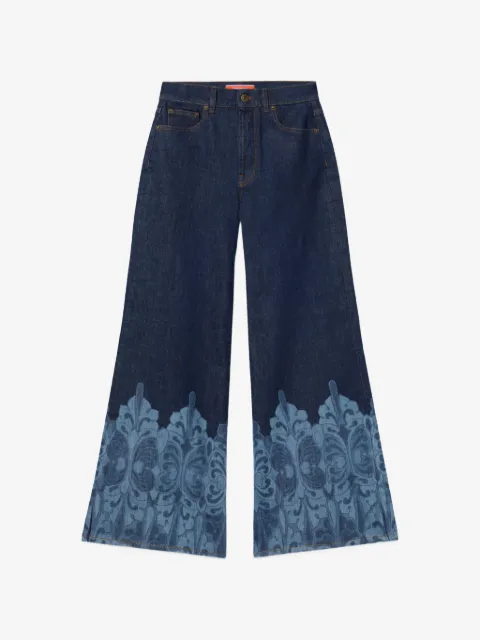 La DoubleJ Cocoon placée indigo in stretch denim The Cropped Flare jeans