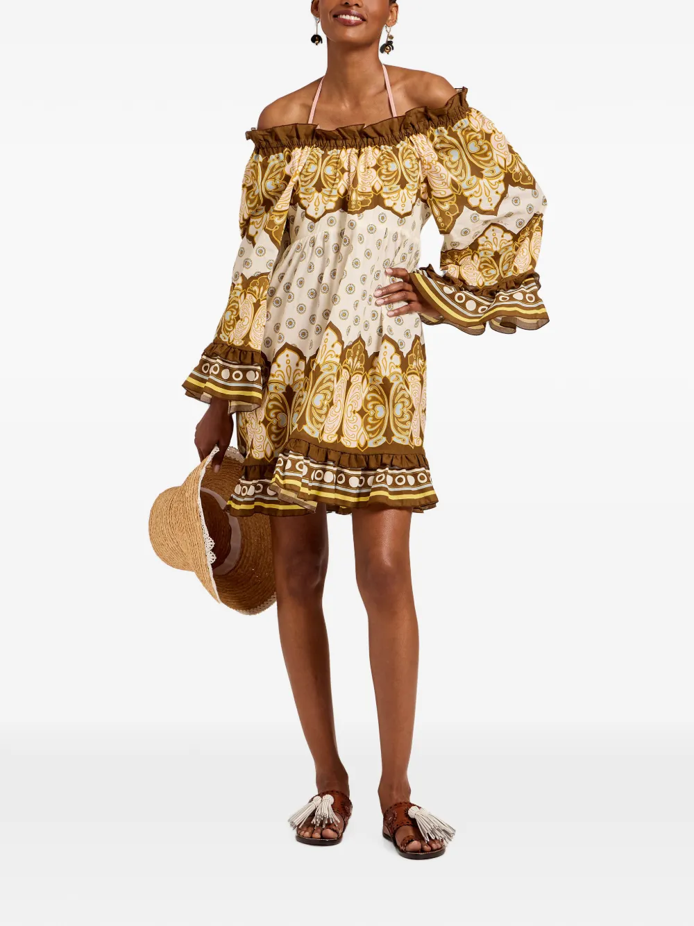 La DoubleJ Boho Placée mini-jurk Beige