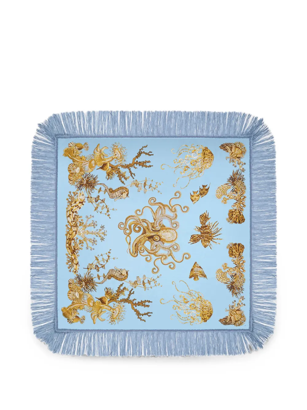 La DoubleJ Foulard reversibile con frange 90 - Blu