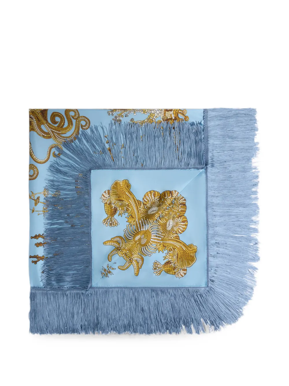 La DoubleJ Omkeerbare foulard met franje Blauw