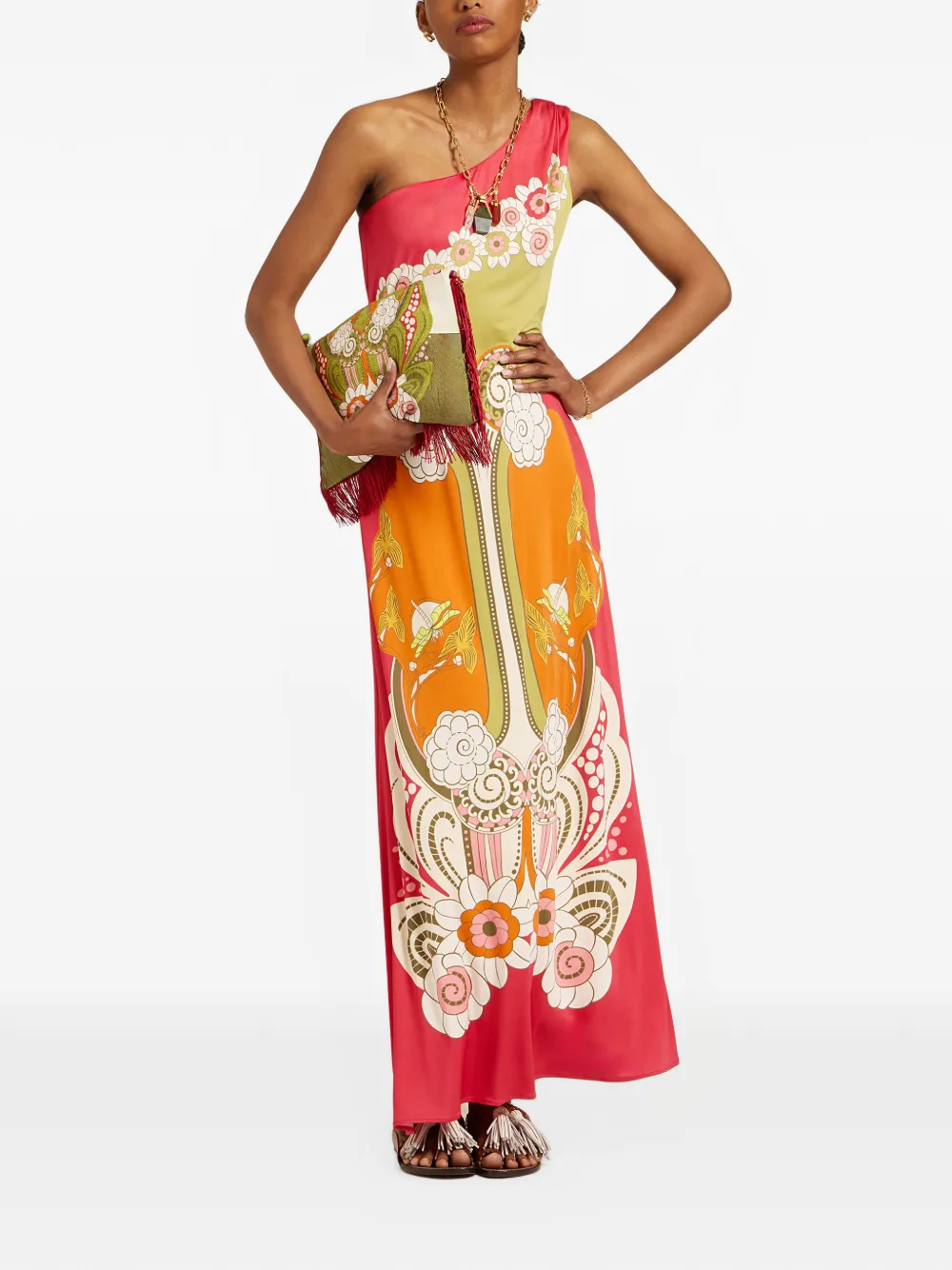 La DoubleJ Asymmetrische maxi-jurk Oranje