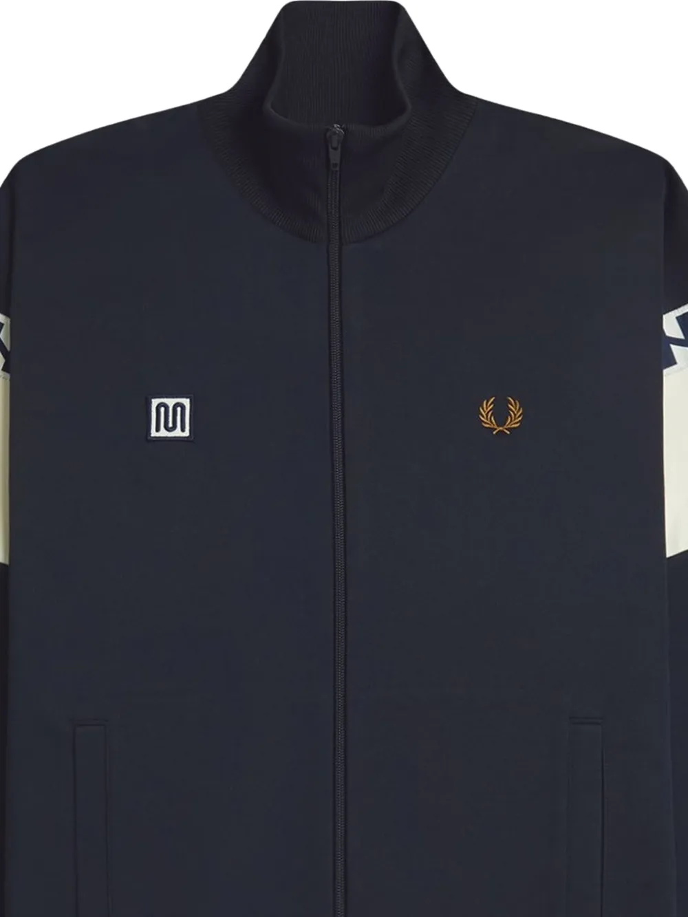 Fred Perry Trui met geborduurd logo en colourblocking Blauw