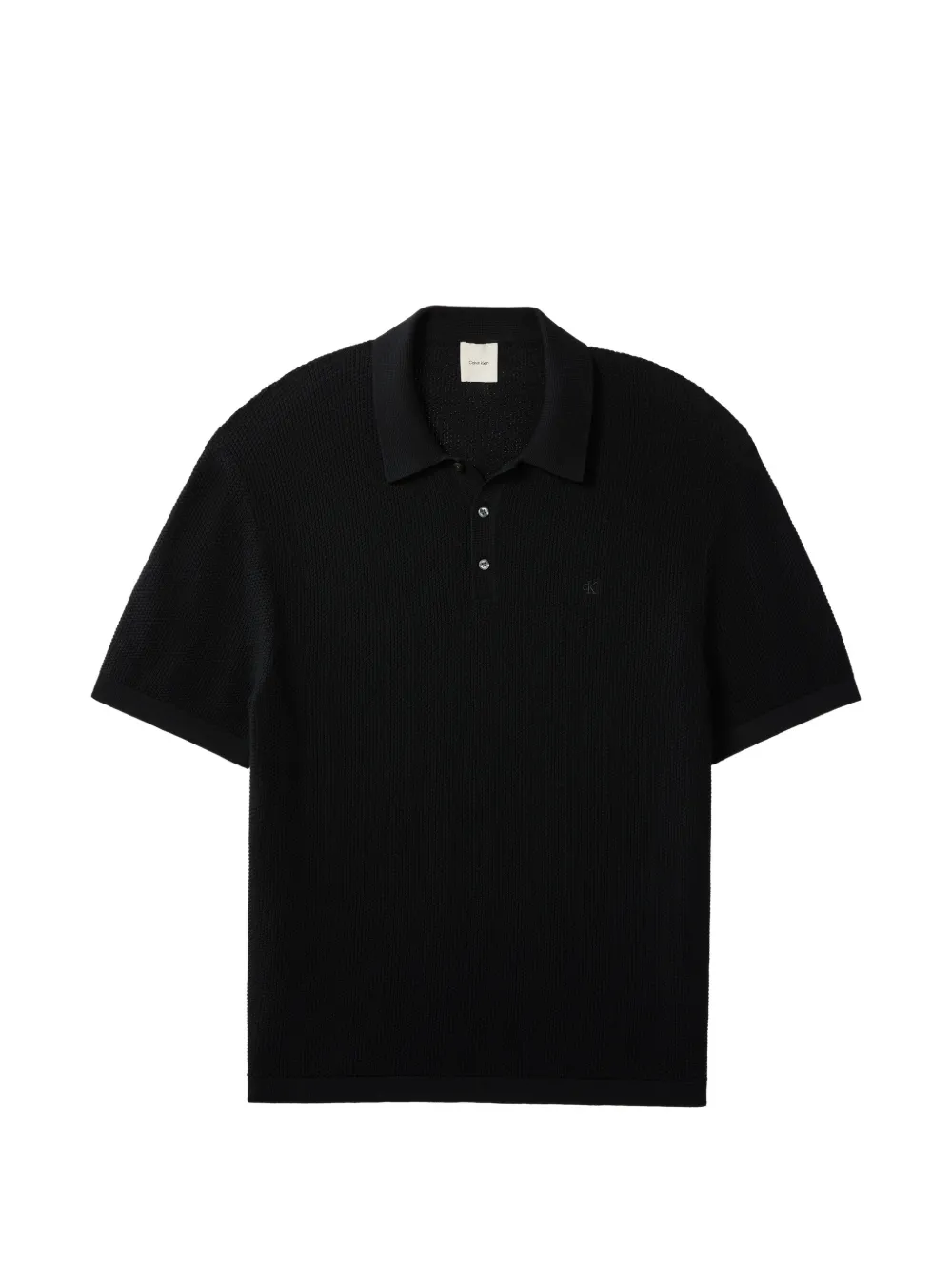 Calvin Klein waffle-knit logo-embroidered polo shirt - Nero